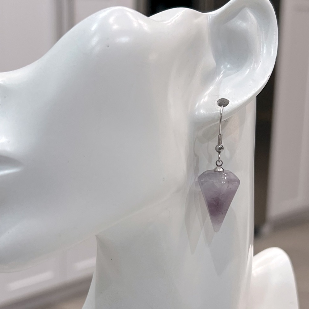 Amethyst Hexagonal Silver Drop Earring - image 5